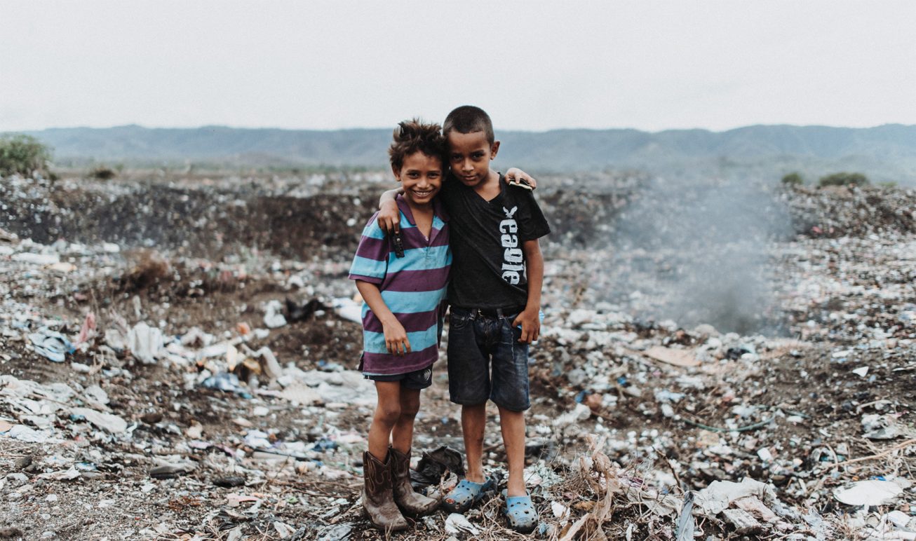 Two young boys at La Chureca trash dump in Managua, Nicaragua.